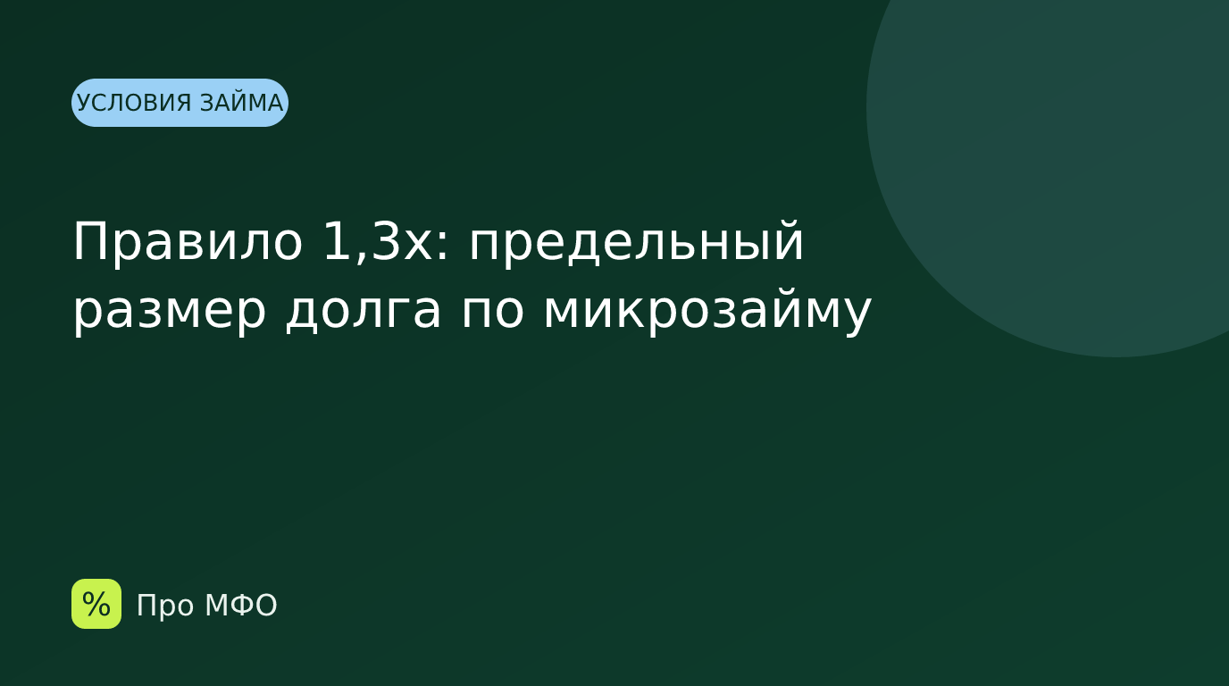 Правило 1,3х: предельный размер долга по микрозайму